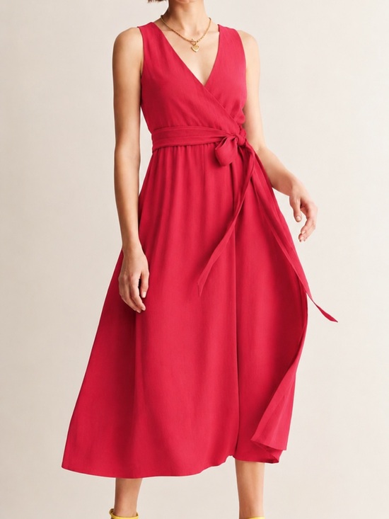 Boden Dresses & Skirts - Boden linen blend pink wrap midi dress, size 10